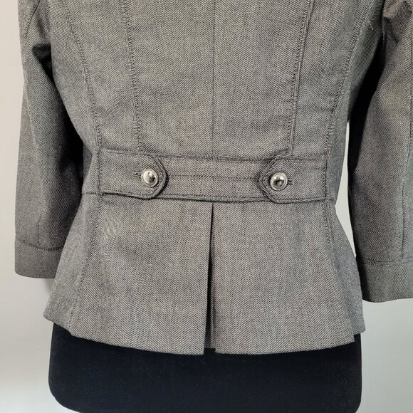 WHBM Grey Herringbone Blazer with Double Button Detail – Size 14 - Picture 7 of 9